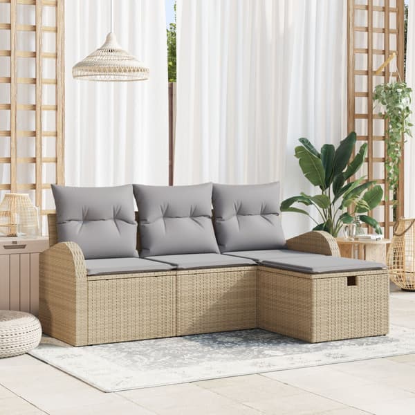 Trädgårdsoffset 4 st Beige konstrotting