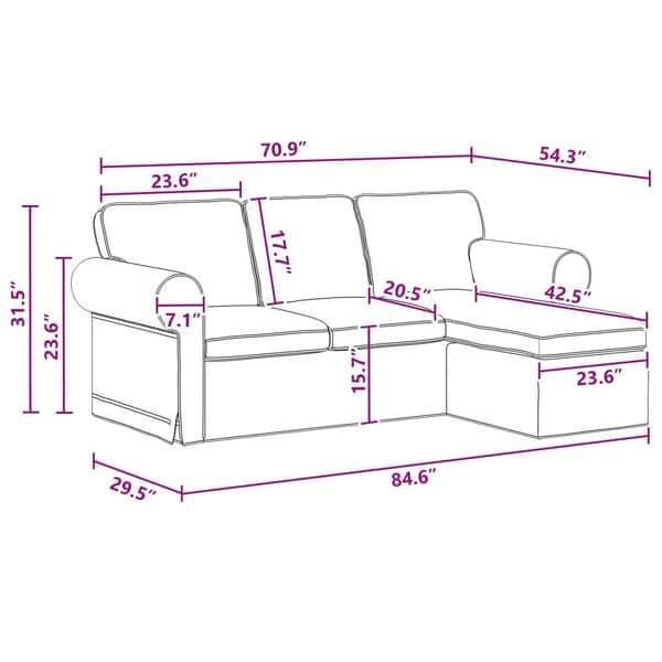 Soffa Mörkgrå 215 x 138 x 80 cm tyg