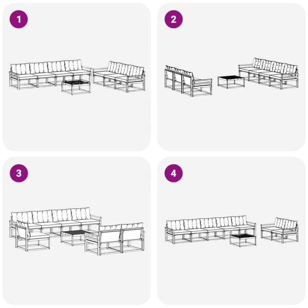 Utomhussoffset 8 pcs Vit och svart