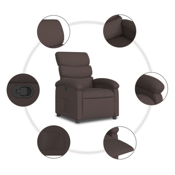 Reclinerfåtölj mörkbrun tyg