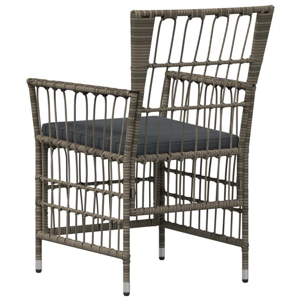 Trädgårdsstolar 2 st Grå PE rattan, Stål och Polyester Tyg