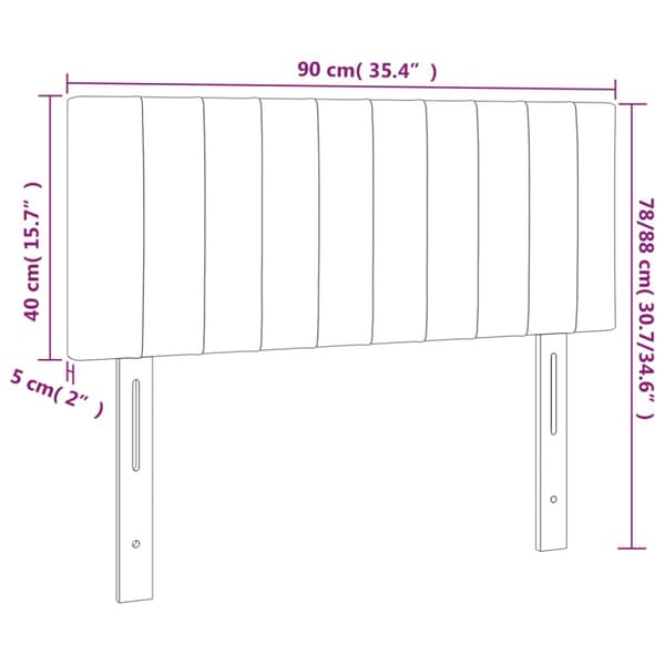 Sänggavel LED mörkgrå 90x5x78/88 cm sammet