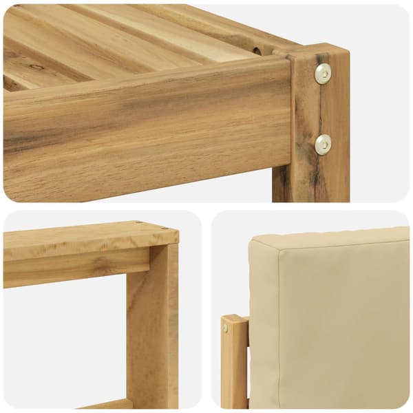 Utomhussoffset med kudde 5 pcs Vit och Beige