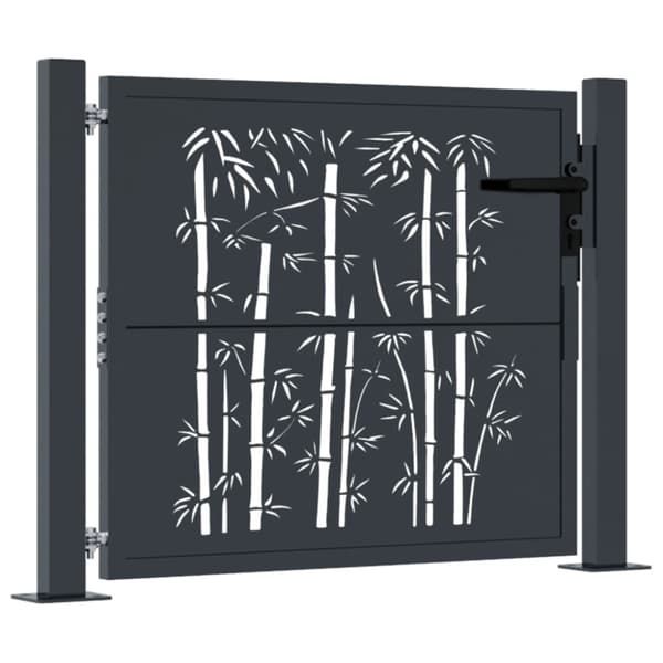 Trädgårdsgrind antracit 100x100 cm stål bambu design