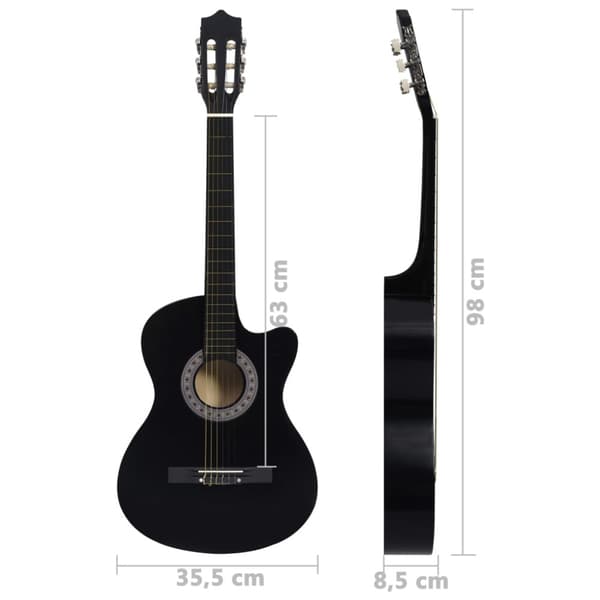Westerngitarr med cutaway 6 strängar svart 38"