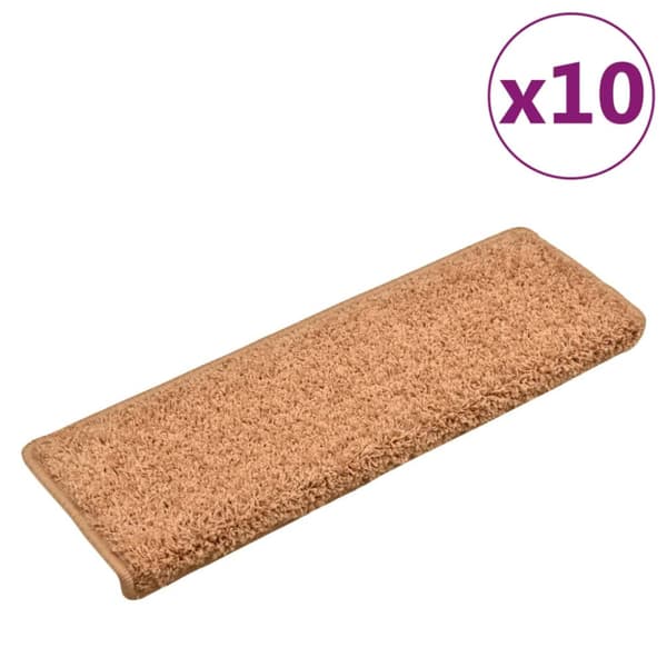Trappmattor 10 st 65x21x4 cm krämfärgade rektangulära kanter