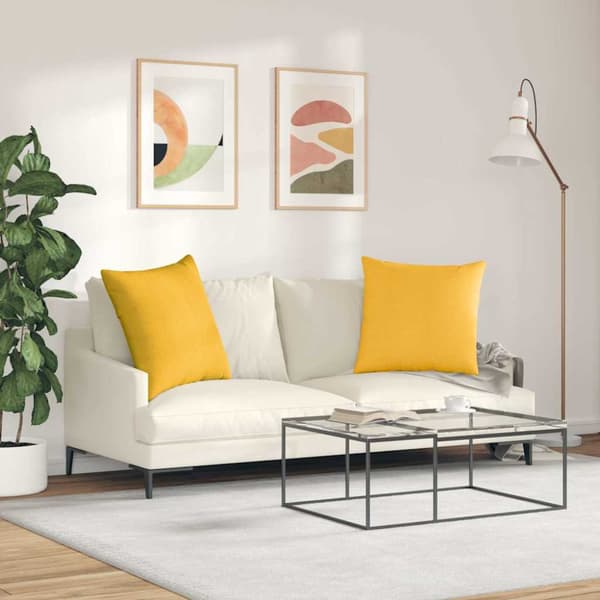 Sofakuddar 2 pcs Ljusgul 80 x 80 cm Kordread tyg