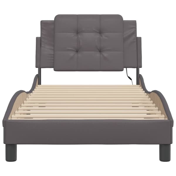 Bed Frame with LED without Mattress "Zadar" Grey 80x200 cm