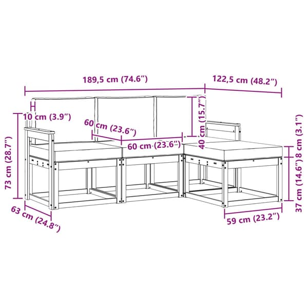 Utomhussoffset 4 pcs