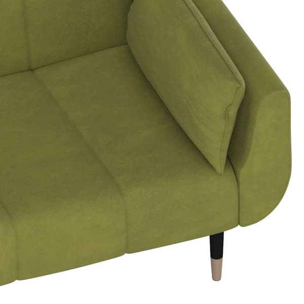 Bäddsoffa 2-sits med två kuddar ljusgrön sammet