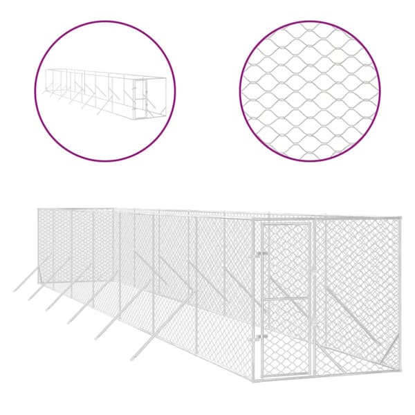 Hundgård för utomhusbruk silver 2x14x2 m galvaniserat stål