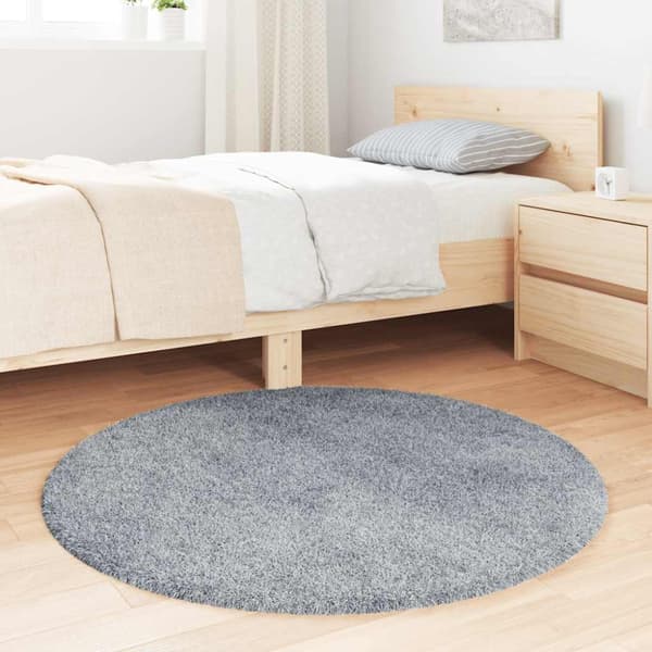 Ryamatta med lång lugg NAVARRA silvergrå 100x100 cm polyester