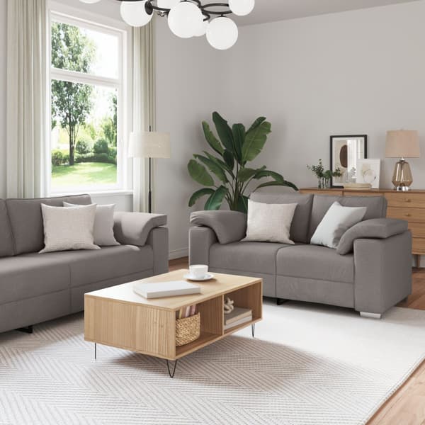 Soffa 3 st Taupe Linnenblandad tyg