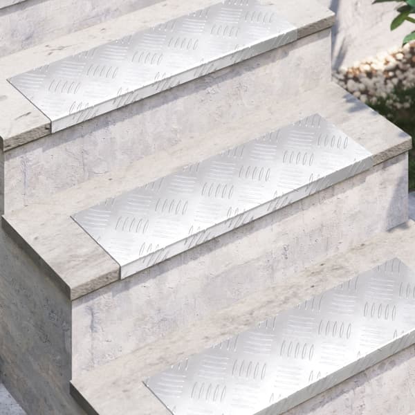 Trappsteg Rektangulär 5 pcs Silver 60 x 18 x 2,5 cm Aluminium