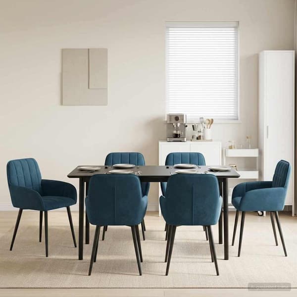 Matstolar 6 pcs Sammet Blå 57 x 50 x 85 cm