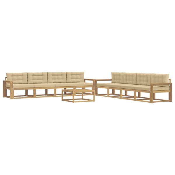Utomhussoffset 9 pcs Vit och Beige 79 x 79 x 37 cm Polyester