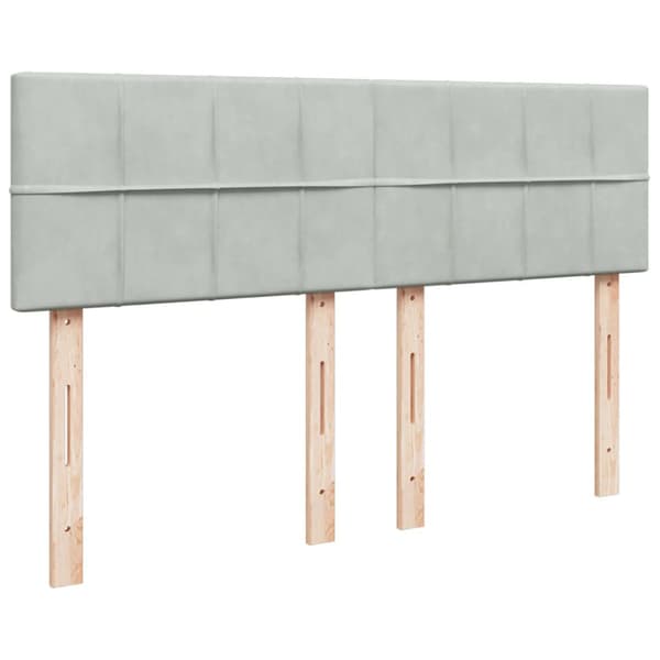 Ramsäng med madrass ljusgrå 140x190 cm sammet