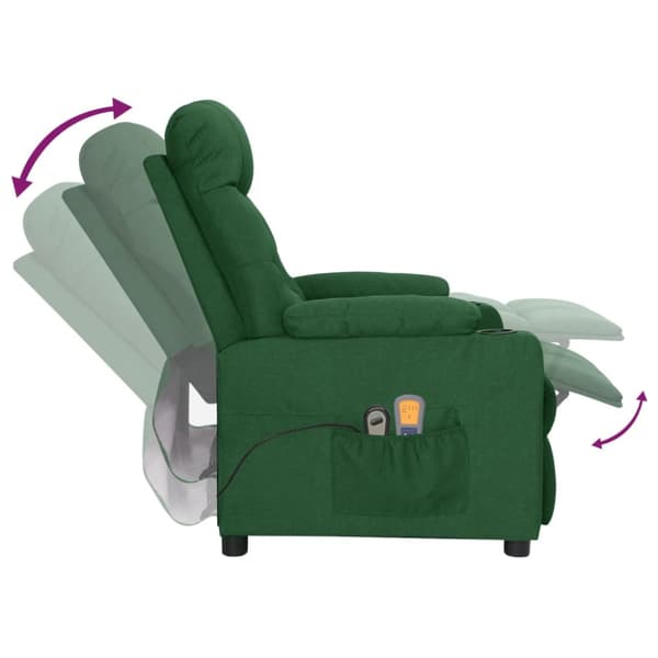 Massagefåtölj mörkgrön tyg
