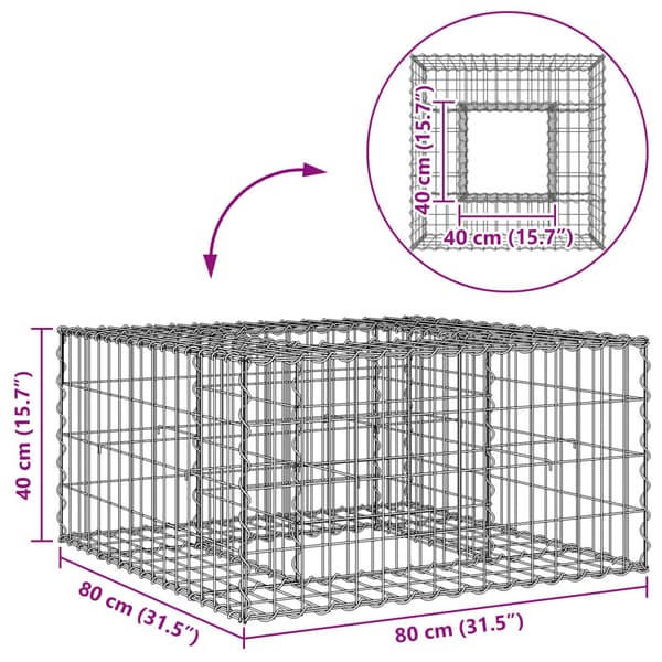 Gabion upphöjd säng Silver