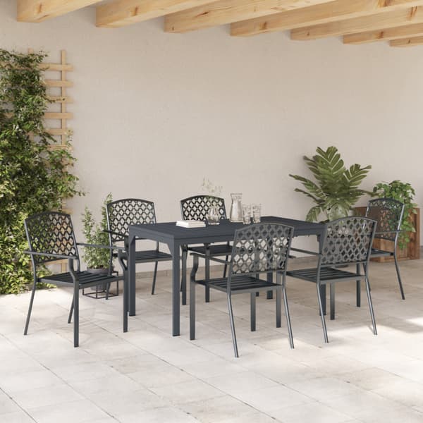 Trädgårdsmöbelset 7 pcs Antracit Pulverlackerad stål