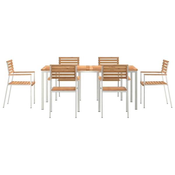 Trädgårdsmöbelset 7 pcs Brun Massivt teakträ