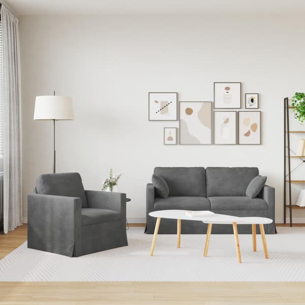 Soffset 2 pcs Mörkgrå 158 x 78 x 80 cm Sammet