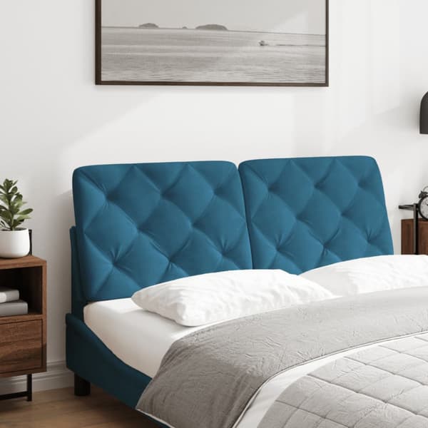 Headboard Cushion Blue 140 cm Velvet