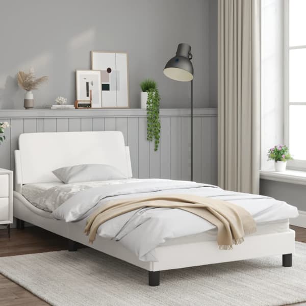 Bed Frame "Dover" White 100x200 cm Faux Leather