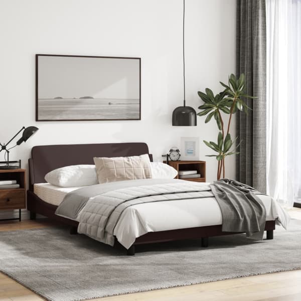 Bed Frame "Dover" Dark Brown 140x200 cm Fabric