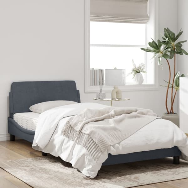 Bed Frame "Dover" Dark Grey 100x200 cm Velvet