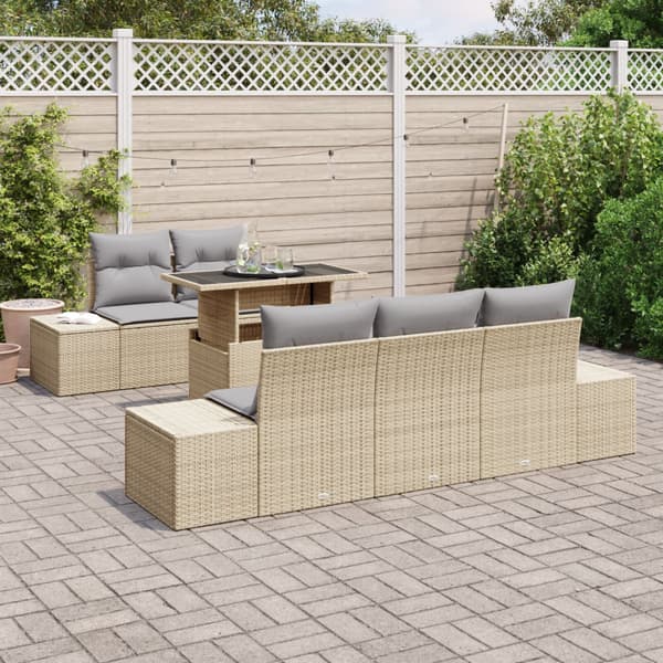 Soffset med kudde 6 pcs Beige och Ljusgrå konstrotting