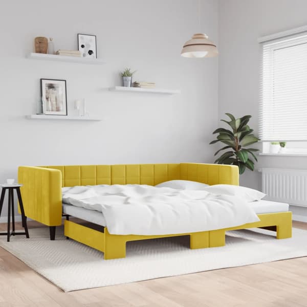 Dagbädd utdragbar gul 100x200 cm sammet