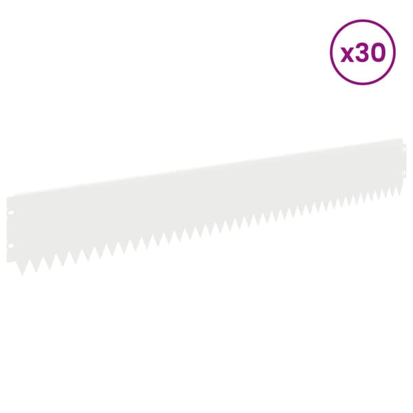 Kant för gräsmatta 30 pcs 103 x 15 cm Stål Vit