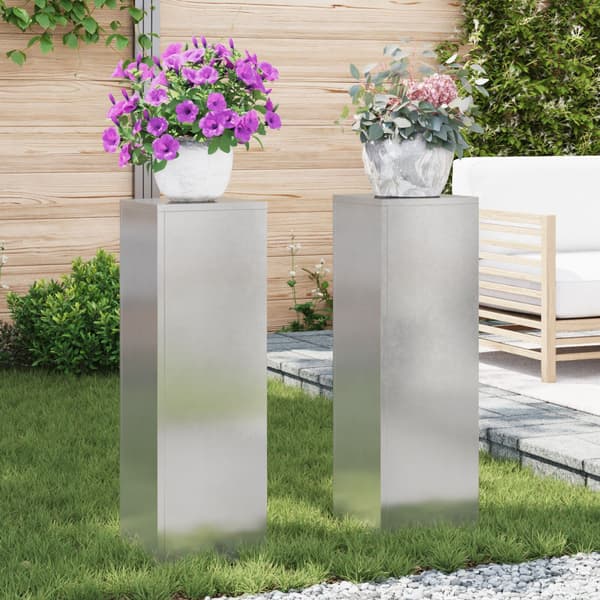 Växtställ 2 pcs Silver 24 x 24 x 75 cm Rostfritt stål