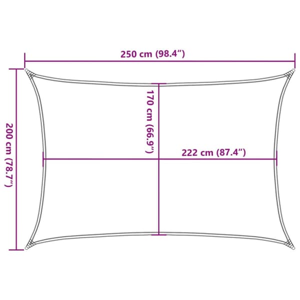 Solsegel ljusgrå 2,5x2 m 100% polyesteroxford
