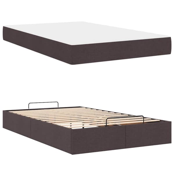 Sängram med madrass 2 pcs Tan tyg