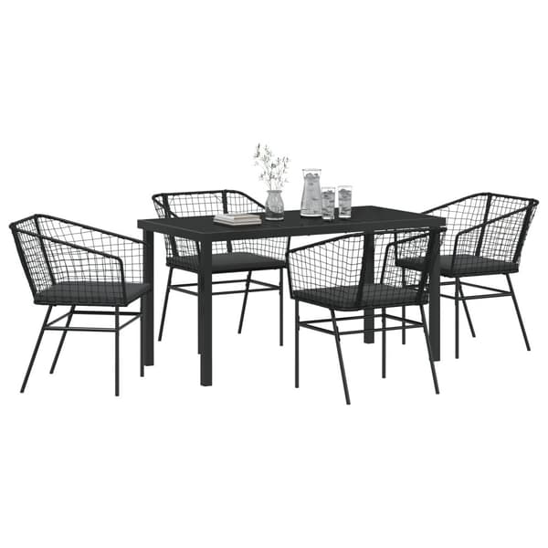 Trädgårdsmöbelset 5 pcs Svart konstrotting