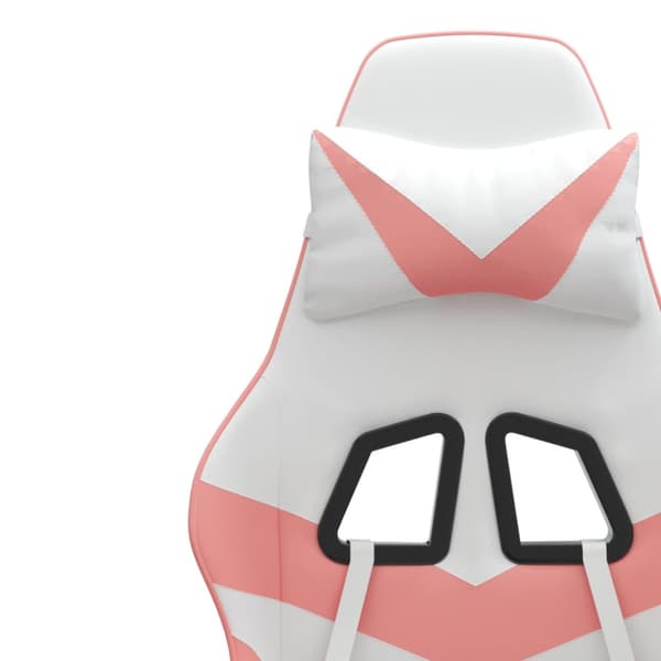 Gamingstol vit och rosa konstläder