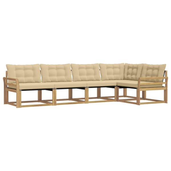 Utomhussoffset med kudde 5 pcs Vit och Beige