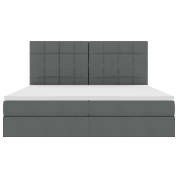Förvaringssäng med LED med led Mörkgrå 200 x 200 cm Polyester