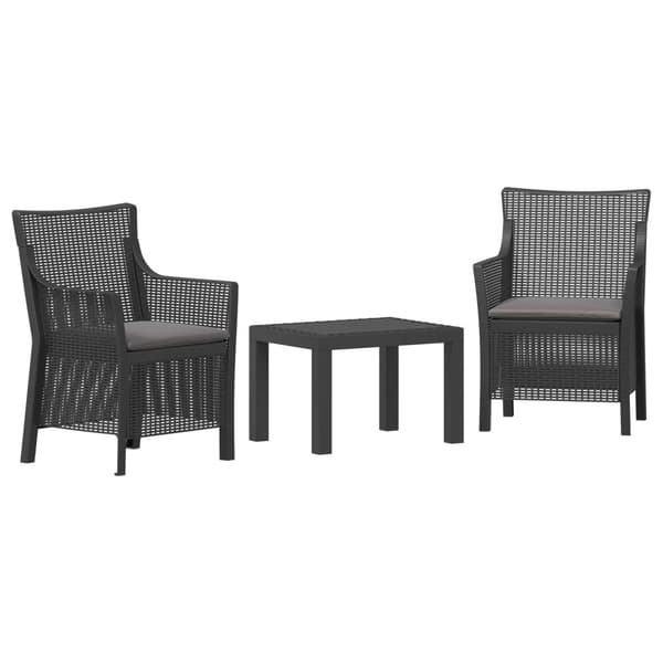 Lounge-set med kudde 3 pcs Antracit PP