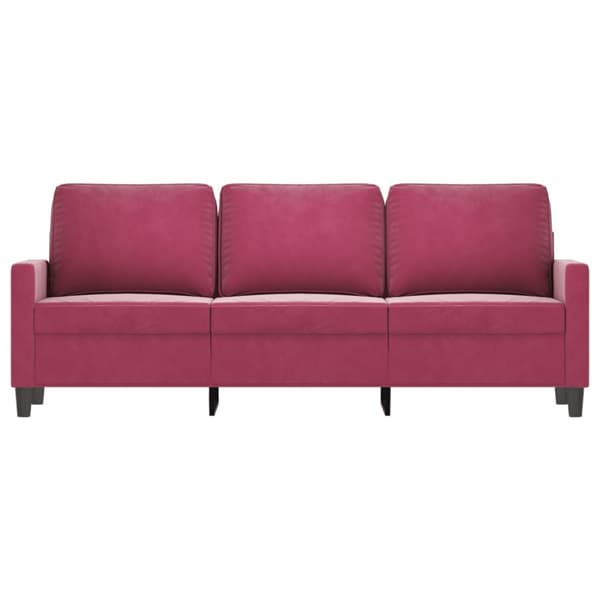 3-sitssoffa vinröd 180 cm sammet