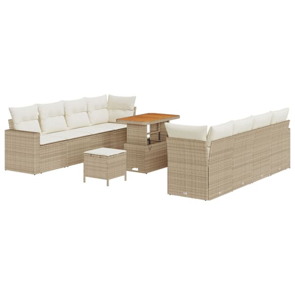 Trädgårdsoffset 11 pcs Beige konstrotting