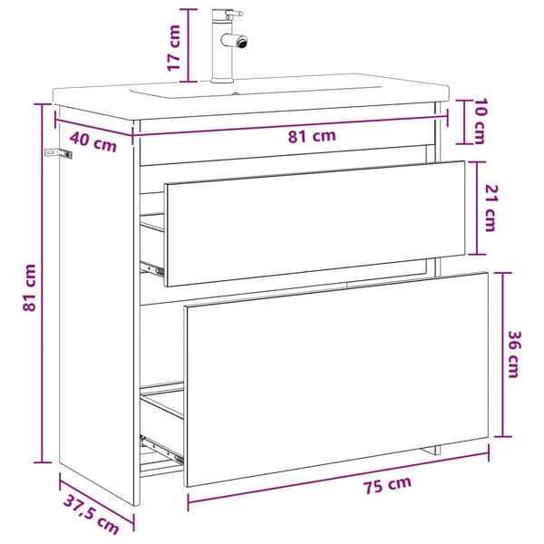 Badrumsmöbelset Vit 81 x 40 x 84,5 cm Konstruerat trä