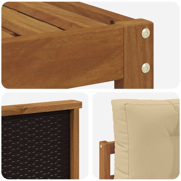 Utomhussoffset med kudde 5 pcs Naturlig och Beige