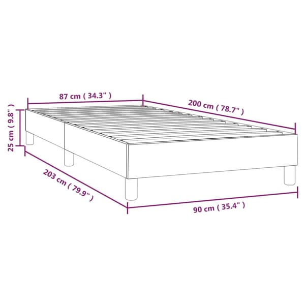 Boxspring-sängram grå 90x200 cm konstläder