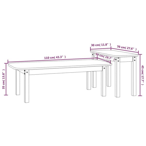 Satsbord 2 st massiv furu