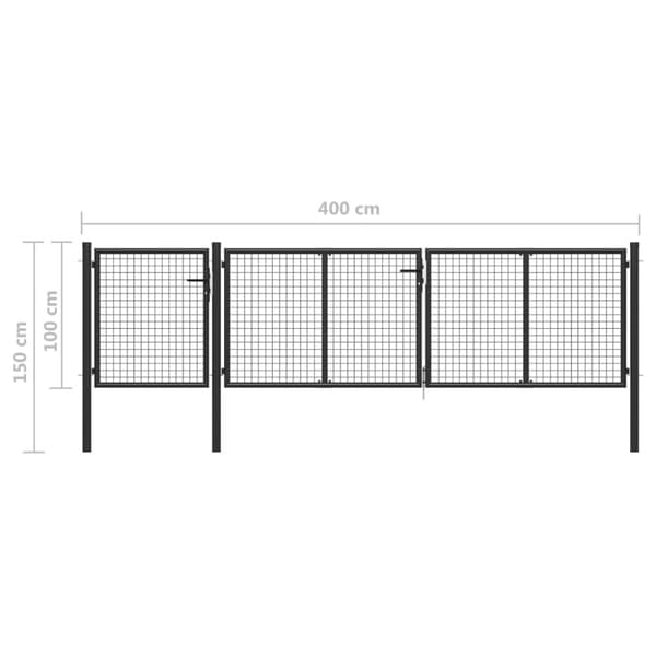 Trädgårdsgrind stål 400x100 cm antracit