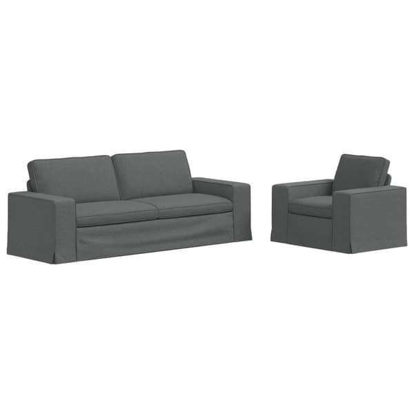 Soffset 2 pcs Mörkgrå 182 x 80 x 82 cm tyg