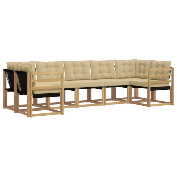Utomhussoffset med kudde 7 pcs Vit och Beige